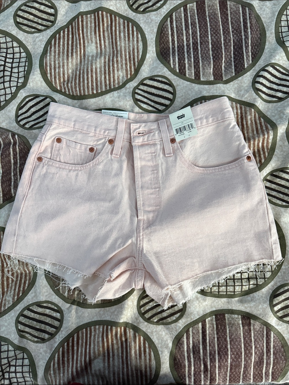 Levi's Light Pink Denim Cutoff Shorts with Frayed Hem